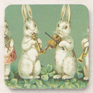 Vintage Retro Art Ostern Hase Hasen Orchester Getränkeuntersetzer