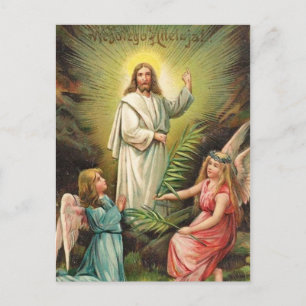 Vintage Retro Art Polnische Ostern Wesołego Allelu Feiertagspostkarte
