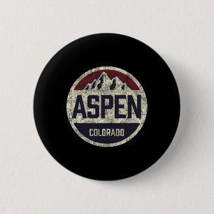 Vintage Retro Aspen Colorado Berg Kreis Skifahren Button