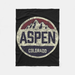 Vintage Retro Aspen Colorado Berg Kreis Skifahren Fleecedecke