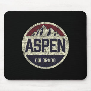 Vintage Retro Aspen Colorado Berg Kreis Skifahren Mousepad