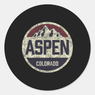 Vintage Retro Aspen Colorado Berg Kreis Skifahren Runder Aufkleber