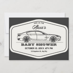 Vintage Retro Auto Baby Shower Einladung