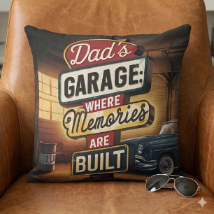 Vintage Retro-Automobilschild 'Dad's Garage' Kissen
