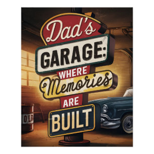 Vintage Retro-Automobilschild 'Dad's Garage' Poster