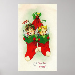Vintage Retro-Babys singen Weihnachtspostel Poster