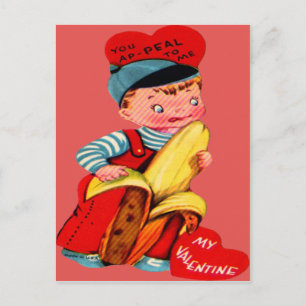 Vintage Retro-Bananen-Valentinskarte Feiertagspostkarte