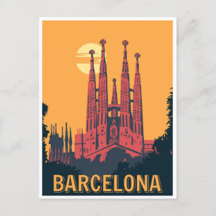 vintage retro Barcelona Spanien Reise Kunst Postkarte