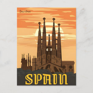 vintage retro Barcelona Spanien Reise Kunst Postkarte