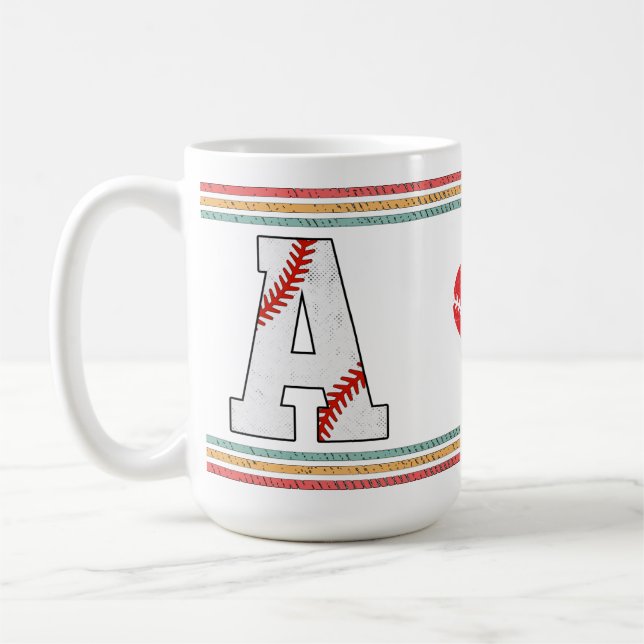 Vintage Retro Baseball Buchstabe A Design Kaffeetasse (Links)