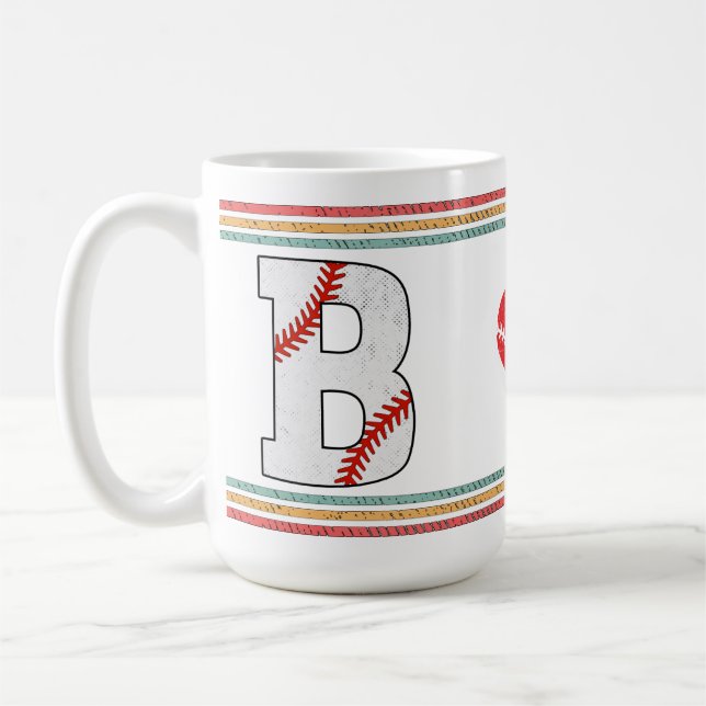 Vintage Retro Baseball Buchstabe B Kunstwerk Kaffeetasse (Links)