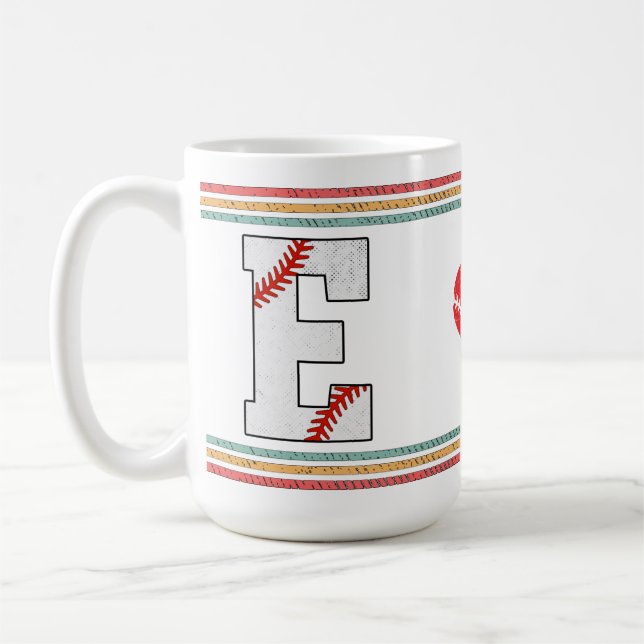 Vintage Retro Baseball Buchstabe E Klassiker Kaffeetasse (Links)