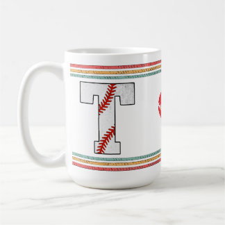 Vintage Retro Baseball-Buchstabe T Design Kaffeetasse