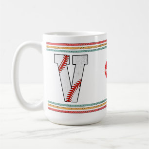 Vintage Retro Baseball-Buchstabe V-Design Kaffeetasse