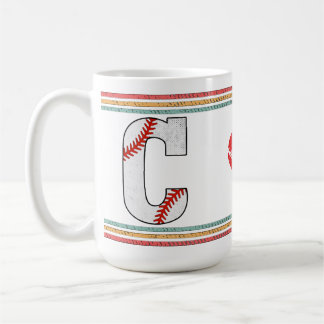 Vintage Retro Baseball Letter C Typography Kaffeetasse