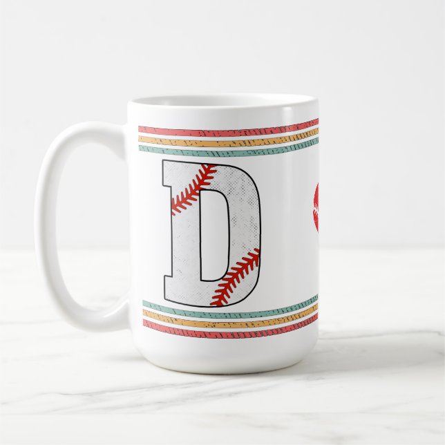 Vintage Retro Baseball Letter D Design Kaffeetasse (Links)