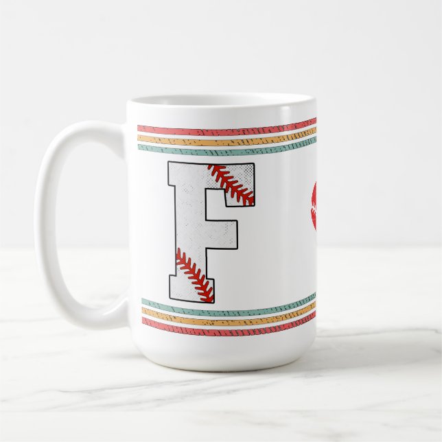 Vintage Retro Baseball Letter F Distressed Kaffeetasse (Links)
