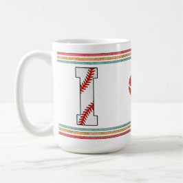 Vintage Retro Baseball Letter I Sports Kaffeetasse
