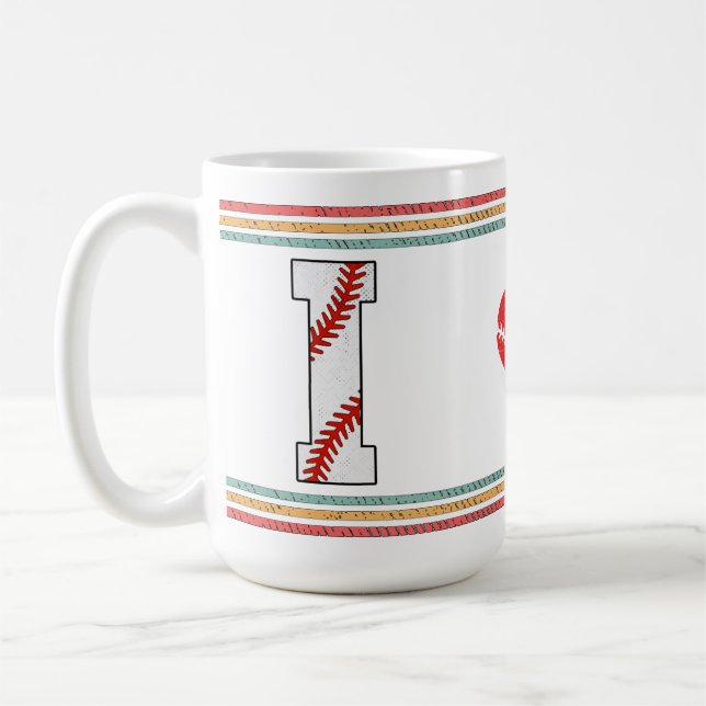 Vintage Retro Baseball Letter I Sports Kaffeetasse (Links)
