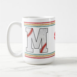 Vintage Retro Baseball Letter M Typography Kaffeetasse