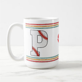 Vintage Retro Baseball Letter P Old School Kaffeetasse