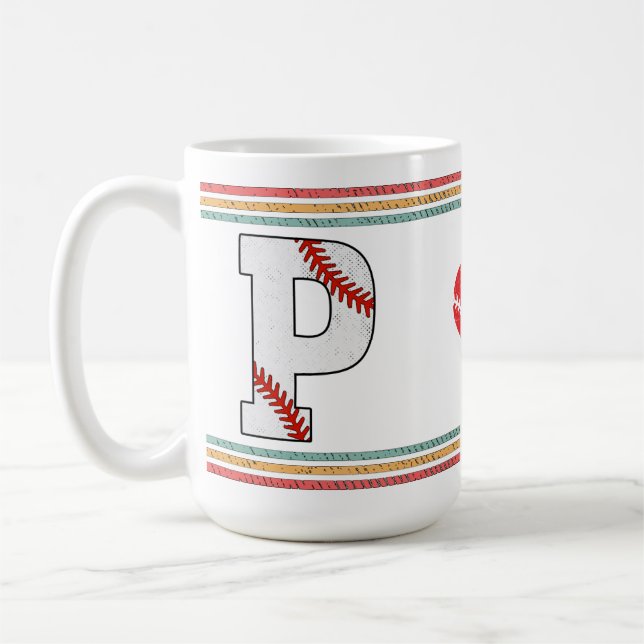 Vintage Retro Baseball Letter P Old School Kaffeetasse (Links)