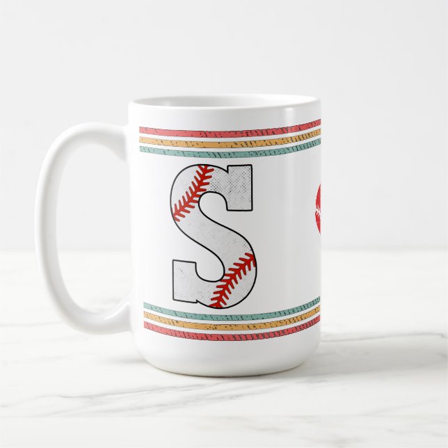 Vintage Retro Baseball Letter S Varsity Kaffeetasse (Links)