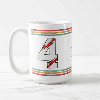 Vintage Retro Baseball Number 4 Classic Kaffeetasse