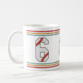 Vintage Retro Baseball Number 6 Old School Kaffeetasse