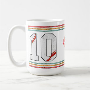 Vintage Retro Baseball Nummer 10 Design Kaffeetasse