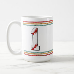 Vintage Retro Baseball Nummer 1 Design Kaffeetasse