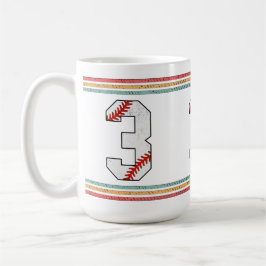 Vintage Retro Baseball Nummer 3 Typografie Kaffeetasse