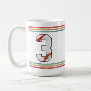 Vintage Retro Baseball Nummer 3 Typografie Kaffeetasse