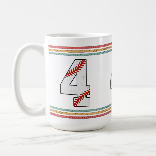 Vintage Retro Baseball Nummer 4 Klassiker Kaffeetasse (Links)