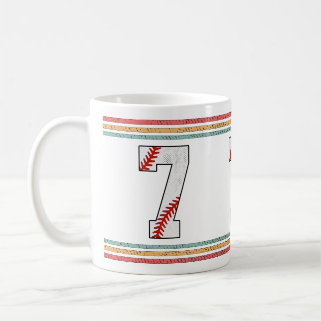 Vintage Retro Baseball Nummer 7 Athletik Kaffeetasse (Links)