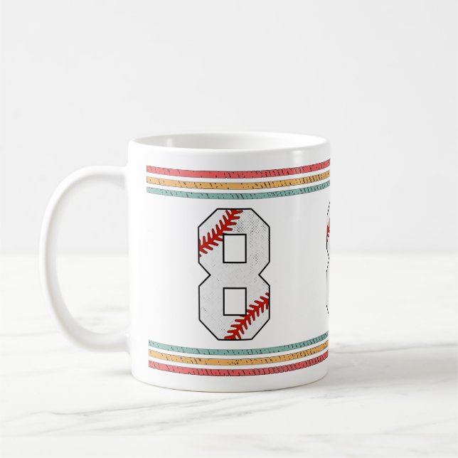 Vintage Retro Baseball Nummer 8 Sport Kaffeetasse (Links)