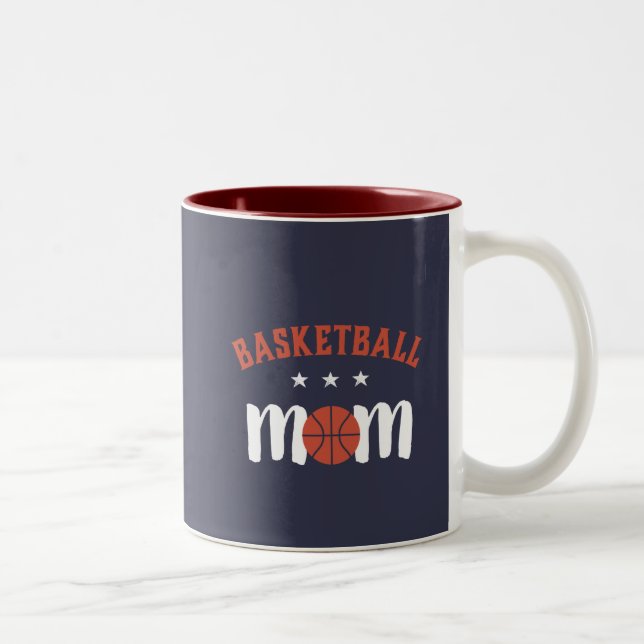 Vintage Retro Basketball Mama Proud Mutter Zweifarbige Tasse (Rechts)