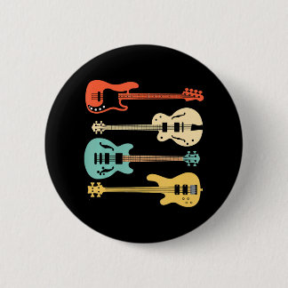 Vintage Retro Bassgitarre Bassist Spieler Button