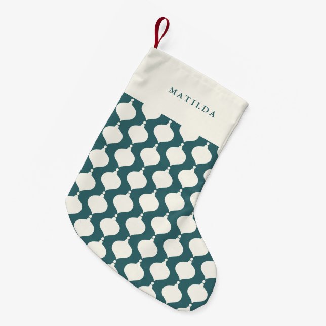 Vintage Retro bauble personalisierte Weihnachtsges Kleiner Weihnachtsstrumpf (Vorderansicht (hängend))