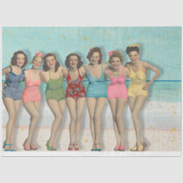 Vintage Retro Beach Ladys mit Spaß in Swimsuits Seidenpapier