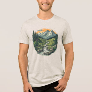 Vintage Retro Berglandschaft Wandern Natur Tri-Blend Shirt
