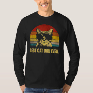 Vintage Retro Best Cat Dad Ever Bump Fit Father's  T-Shirt