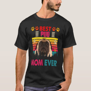 Vintage Retro Best Mops Mama je Niedlicher Hunde-H T-Shirt