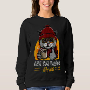 Vintage Retro Beste Katze Pawpaw je Vater Chat Sweatshirt