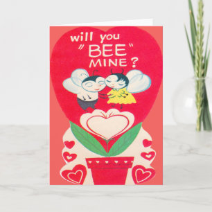 Vintage Retro Bienen-Paarevalentine-Karte Feiertagskarte