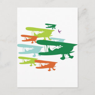 Vintage Retro-BiPlane-Flugzeug-Desi Postkarte