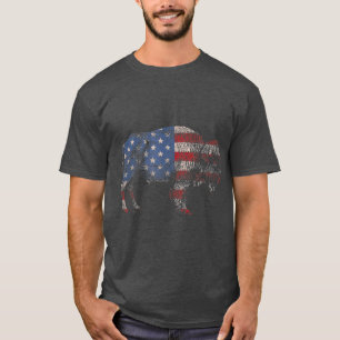 Vintage Retro Bison Amerikanische Flagge Büffel Ei T-Shirt