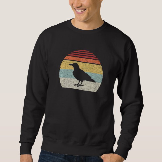 Vintage Retro Black Crow Raven Bird  Sweatshirt (Vorderseite)