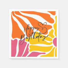 Vintage Retro-Blume Elegant & farbenfroh Geburtsta Serviette