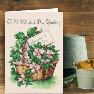 Vintage Retro Blumenkorb zum St. Patrick's Day Feiertagskarte